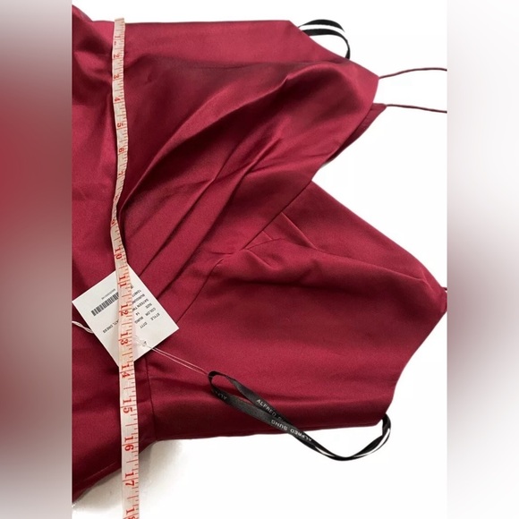 ALFRED SUNG Cocktail Dress Burgundy Satin Twill V Neck D777 $200 Sz 14 Pockets! - Picture 6 of 11